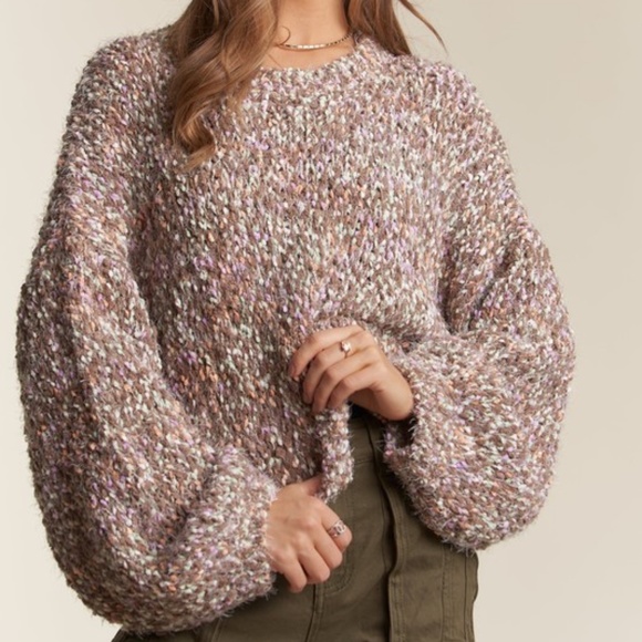 MULTI COLOR POPCORN TEXTURED SWEATER TOP - Picture 1 of 3